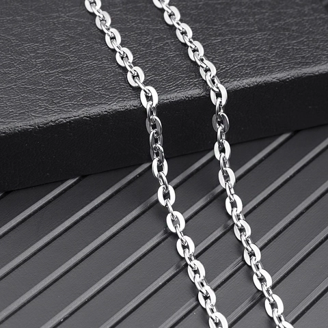 Minimalistische Edelstahl Titanstahl Ankerkette Halskette Unisex Poliert O Form Oval Gliederkette Lange Pulloverkette Schmuck