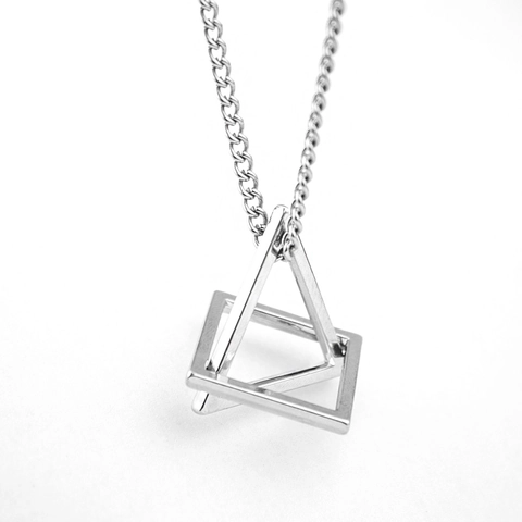 Minimalistische Geometrische Ineinandergreifende Dreieck Quadrat Anhänger Kette Für Herren Damen Hip Hop Panzerkette Legierung Schmuck Geschenk