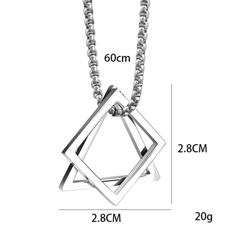 Minimalist Geometric Interlocking Triangle Pendant Necklace For Men Women Unisex Hip Hop Stainless Steel Alloy Box Chain Jewelry Gift