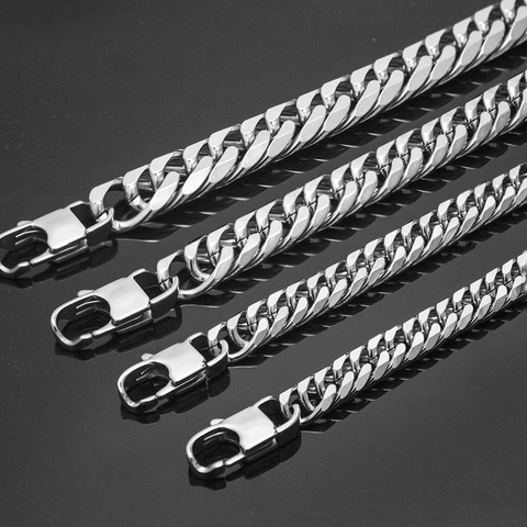 Minimalist Stainless Steel Cuban Link Chain Necklace Bracelet For Men Women Punk Street Fashion Jewelry Non-Fading Curb Chain Gift