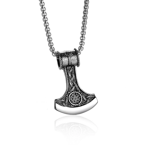 Vintage Wikinger Axt Anhänger Halskette Kolovrat Sonnenrad Nordischer Keltischer Knoten Edelstahl Schmuck Für Damen Herren