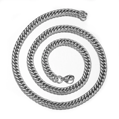 Minimalistische Halskette Und Armband Aus Edelstahl Mit Cuban Link Kette Für Herren Damen Silber Poliert Hip Hop Schmuck
