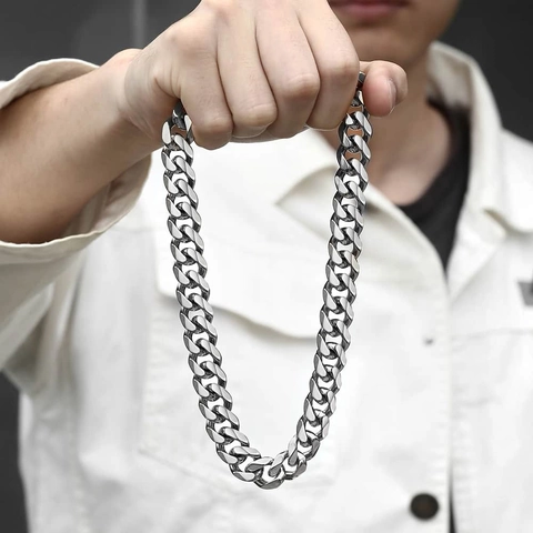 Herren Titanstahl Cuban Link Halskette Hexagonal Geschliffen Poliert Streetwear Mode Schmuck Zubehör Für Den Täglichen Party