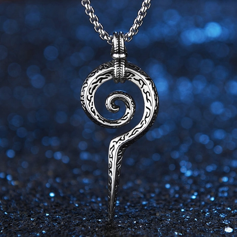 Collier Pendentif en Acier Inoxydable Vintage Punk Gothique Alliage Antique Serpent Bâton Squelette Totem Bijoux Hommes Femmes