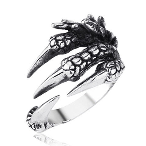 Anillo Abierto de Aleación Vintage para Hombre Garra de Dragón Gothic Punk Garra de Águila Anello Ajustable para Halloween