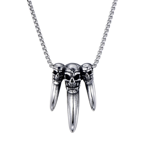 Retro Punk Gothic Acciaio Inossidabile Teschio Artiglio Dente Ciondolo Collana Per Uomo Donna Hip Hop Street Rock Gioielli