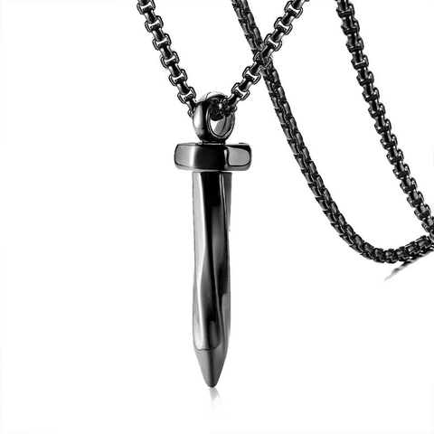 Collana con Ciondolo a Chiodo in Acciaio Inossidabile e Lega per Uomo Donna Stile Punk Industriale Minimalista Regalo Gioielli