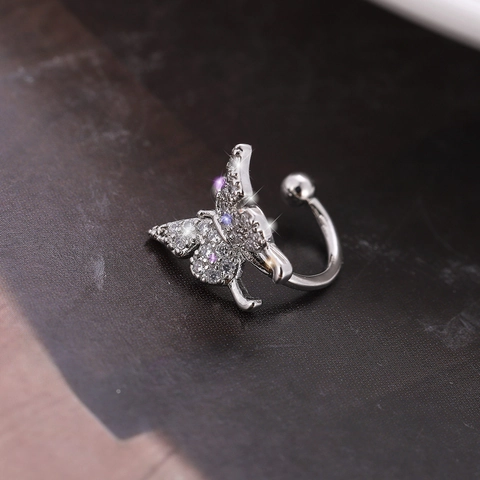 Eleganti Clip per Osso dell'Orecchio a Farfalla in Zirconia Lega Rame Oro Argento Ear Cuffs Gioielli Minimalisti per Donna