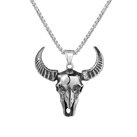 Vintage Stainless Steel Pendant Necklace For Men Women Retro Bull Head Praying Hands Guitar Mask Cross Jewelry Gift