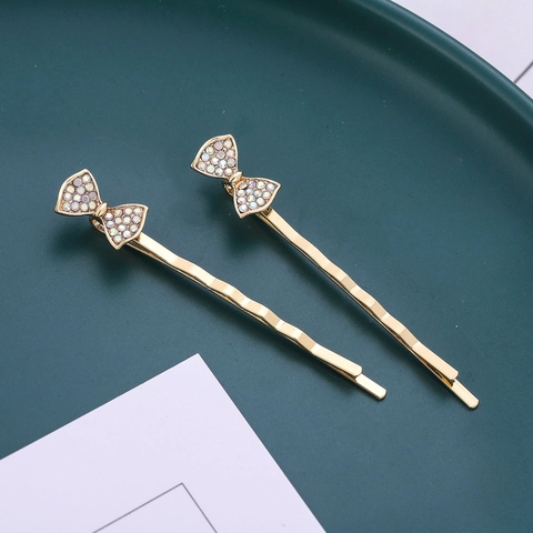 Mollette per Capelli in Lega Dorata con Fiocco e Strass Colorati Eleganti Forcine a Onda per Donna e Ragazza Accessori per Capelli