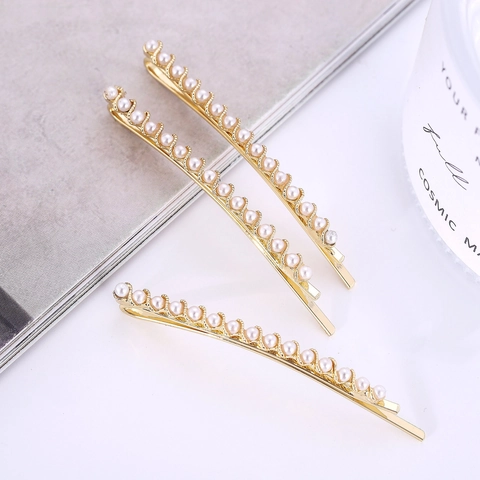 Elegant Faux Artificial Pearl Hair Clips Gold Alloy Bobby Pins Korean Style Hairpins For Women Daily Wedding Styling Accessories
