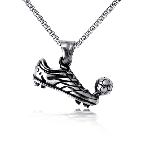 Legierung Anhänger Halskette Mit Edelstahlkette Fußballschuh Totenkopf Pirat Punk Hip Hop Schmuck Für Herren Damen