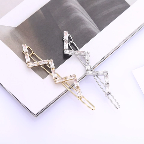 Koreaanse Stijl S-Vorm Strass Haarclip Sprankelend Geometrisch Golf Ontwerp Legering Zijclip Mode Haaraccessoires Voor Vrouwen