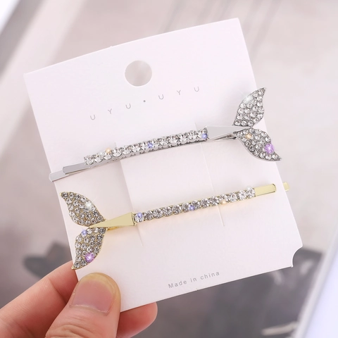 Elegante Zeemeerminstaart Strass Legering Haarclip Voor Vrouwen Fonkelende Visstaart Zijspeld Mode Haaraccessoires Cadeau