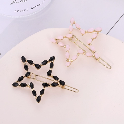 Fermaglio per Capelli a Stella Coreano per Donna Lega di Zinco Forma di Stella Perla Artificiale Fermaglio Dorato Galvanizzato