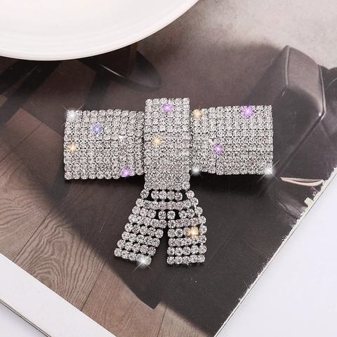 Pinza de Pelo de Lazo Moda Coreana Diamantes de Imitación Aleación de Zinc Diseño de Ala Pinza de Pico de Pato Mujer
