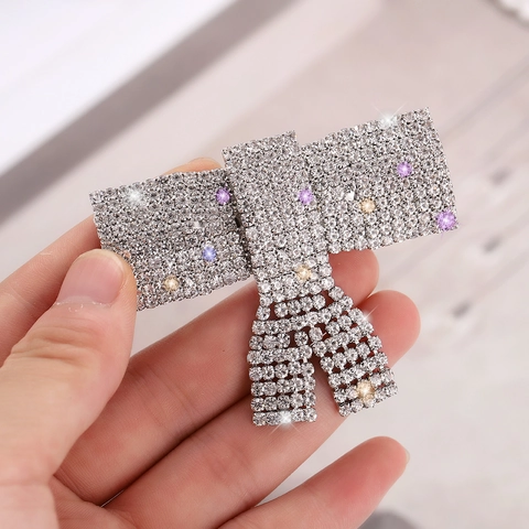 Pinza de Pelo de Lazo Moda Coreana Diamantes de Imitación Aleación de Zinc Diseño de Ala Pinza de Pico de Pato Mujer