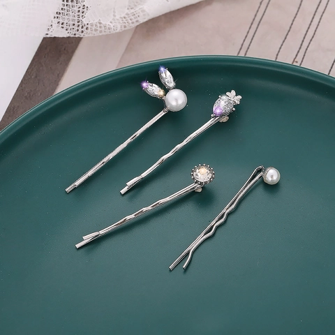 Semplici Fermagli per Capelli in Lega con Strass Künstliche Perle Coniglio Carota Floreale per Donne Ragazze Stile Coreano Eleganti Gioielli