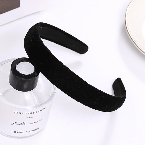 Eleganter Schwarzer Samt Breit Gepolstert Haarreif Für Damen Vintage Dick Schwamm Haarband Mode Einfacher Kopfschmuck Haar Accessoires
