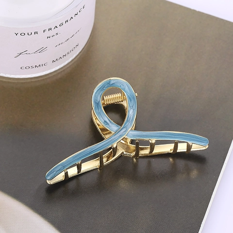 Pinza per Capelli in Metallo Geometrico Vintage Motivo Marmo Design Smalto Cavo Incrociato Accessori Capelli Donna Gioielli