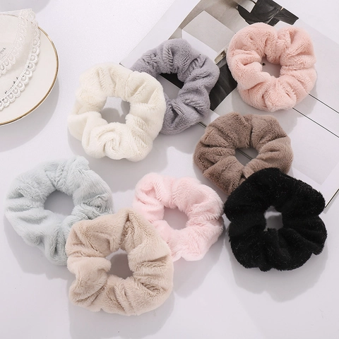 Zachte Kunstbont Pluche Scrunchies Voor Dames Elegante Pluizige Elastische Haarelastiekjes Koreaanse Stijl Winter Haar Touw Voor Meisjes