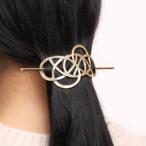 Bastoncino per Capelli in Lega Geometrico Vuoto Stile Coreano Vintage per Donna Elegante Forcina in Metallo Oro Argento