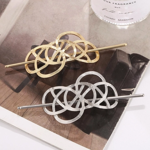 Bastoncino per Capelli in Lega Geometrico Vuoto Stile Coreano Vintage per Donna Elegante Forcina in Metallo Oro Argento