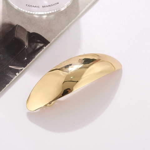 Women Minimalist Alloy Metal Arc Water Drop Hair Clip Glossy Electroplated Vintage Ponytail Clip Fashion Hair Accessory