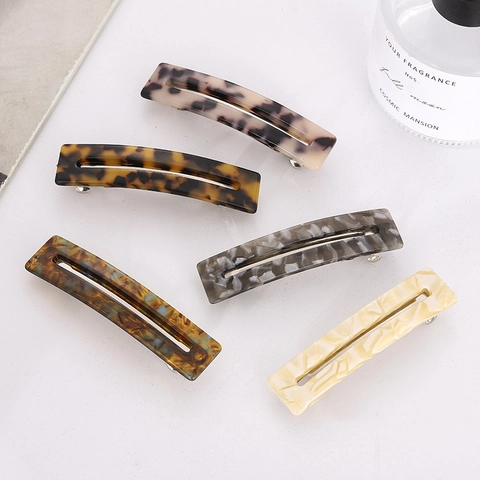 Acetat Rechteckige Hohle Haarklammer Französischer Retro Schildpatt Leopardenmuster Geometrische Haarnadel Minimalistische Haaraccessoires Damen