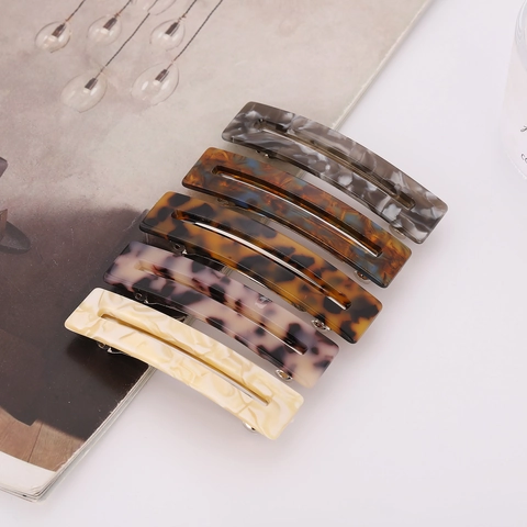 Acetat Rechteckige Hohle Haarklammer Französischer Retro Schildpatt Leopardenmuster Geometrische Haarnadel Minimalistische Haaraccessoires Damen