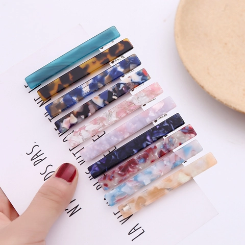 Mode Acryl Marmormuster Rechteckige Haarspange Einfache Schildpatt Entenschnabel-Clip Für Damen Täglicher Haarstyling-Accessoire
