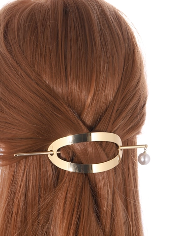 Bastoncino per Capelli in Metallo Minimalista Stile Coreano Elegante Fermaglio per Chignon Oro Argento Lega Perla Artificial Finta Accessorio Capelli