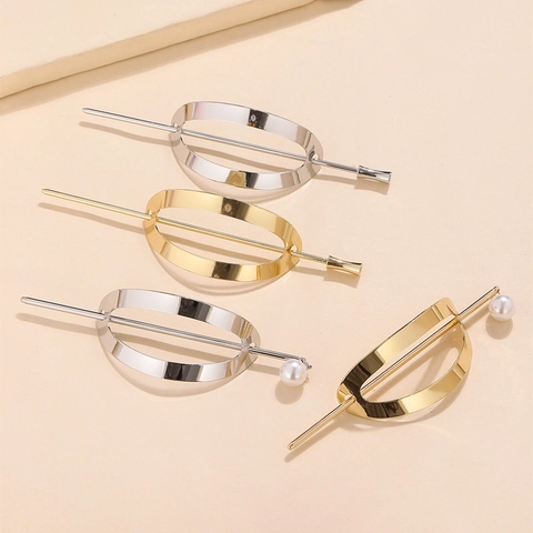 Bastoncino per Capelli in Metallo Minimalista Stile Coreano Elegante Fermaglio per Chignon Oro Argento Lega Perla Artificial Finta Accessorio Capelli