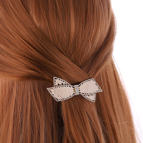 Elegante Fermaglio per Capelli in Lega a Fiocco Con Künstliche Perle Sintetiche e Decorazione in Strass per Donna Accessori Capelli