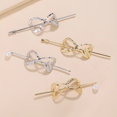Bastoncino per Capelli in Lega Martellata Infinito Cuore Minimalista Perno per Capelli con Perla Artificiale per Donna