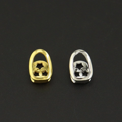 Hip Hop Hollow Single Tooth Grillz Gold Silver Plated Copper Star Flower Pattern Decorative Punk Teeth Grillz Jewelry Accessory