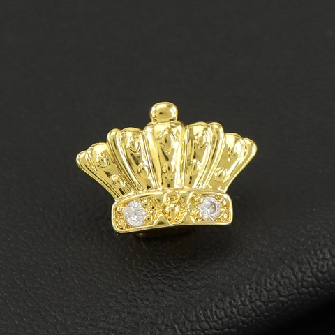 Grillz per Denti Singolo a Corona in Rame Placcato Oro Hip Hop Con Strass per Uomo Donna Gioielli per il Corpo Decorativi da Festa