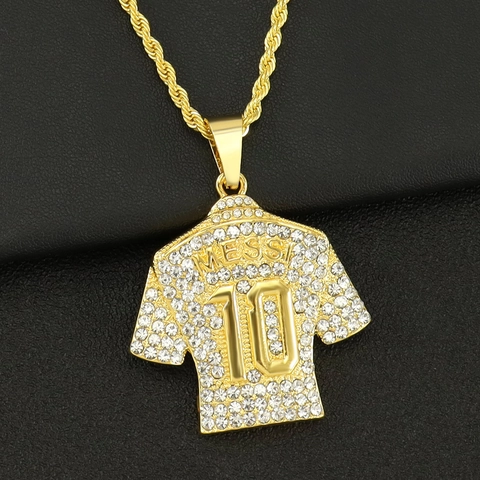 Hip Hop Nummer 10 Sportshirt Hanger Halskette Voor Mannen Vrouwen Goud Zilver Verguld Legering Ingelegd Met Strass Touwketting Sport Sieraden Cadeau