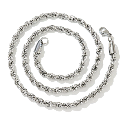 Classic Stainless Steel Rope Chain Necklace For Men Women Hip Hop Twist Spiral Link Chain Gold Silver Color Jewelry Gift