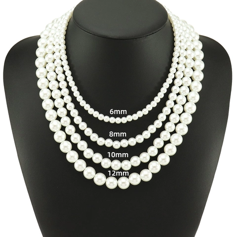 Unisex Künstliche Perlenkette Für Damen Herren Hip Hop Streetwear Legierung Strass Verschluss Mode Choker Halskette Schmuck Geschenk
