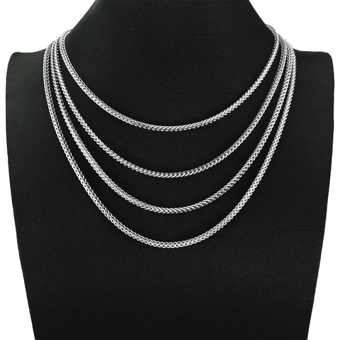 Collana a Catena Franco in Acciaio Inossidabile Uomo Donna Placcata Oro Argento Wheat Link Hip Hop Streetwear Gioielli