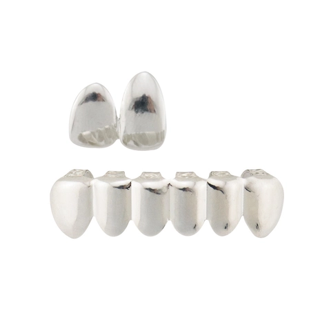 Hip Hop Electroplated Copper Dental Grills Polished Metallic Teeth Jewelry For Mouth Fashion Body Jewelry Accessory