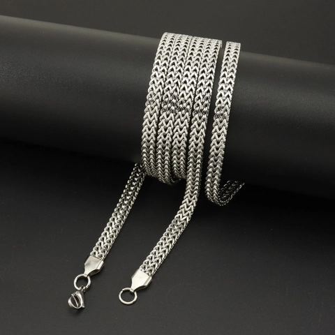Stainless Steel Franco Chain Necklace For Men Women Hip Hop Silver Color Woven Curb Link Chain Fashion Jewelry Gift