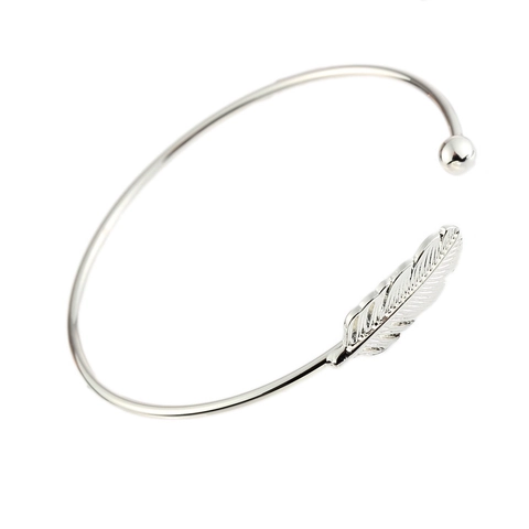 Verstellbarer Legierung Feder Offener Armreif Runde Perle Armband Mode Schmuck Für Damen Täglich Gold Silber Roségold