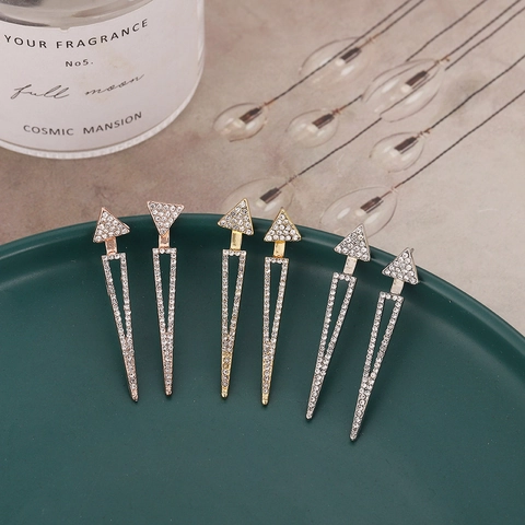 Orecchini a Goccia a Doppio Triangolo in Lega con Strass Minimalista Geometrico Perno in Acciaio Inox Gioielli Donna Regalo