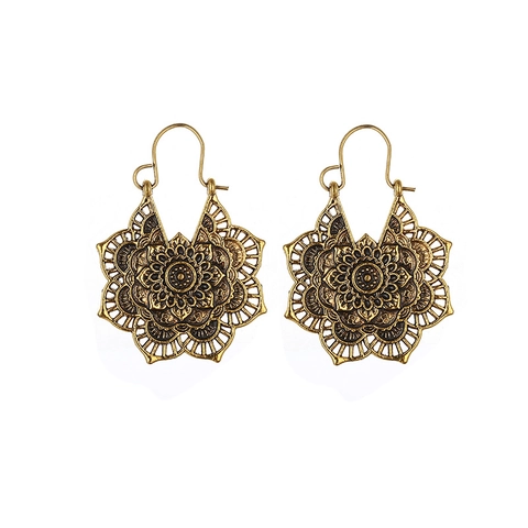 Vintage Bohemian Mandala Blume Ohrringe Antik Gold Silber Legierung Rose Floral Ethno Ohrhaken Schmuck Für Damen