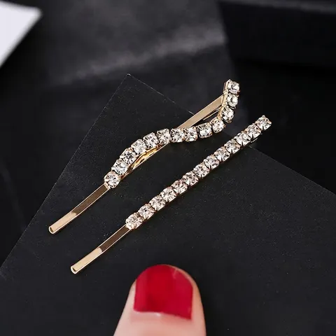Set di Fermagli per Capelli in Lega di Zinco con Strass per Donna Forcine in Cristallo Minimaliste Oro Argento a Onda Diritta Accessori per Capelli Quotidiani Party