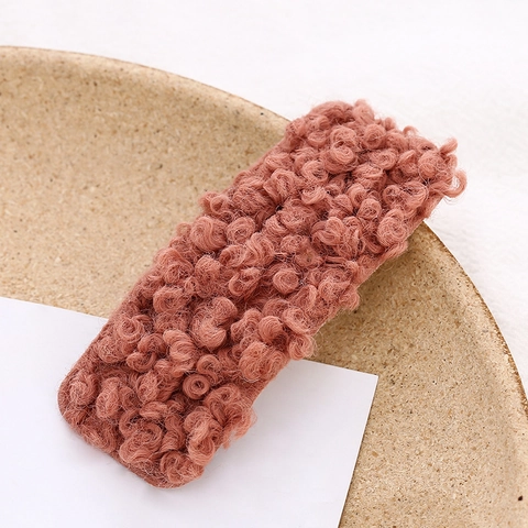 Barrettes À Cheveux Rectangulaires En Laine D'Agneau Peluche De Style Coréen Douces Barrettes BB Colorées Accessoires De Coiffure Automne Hiver Pour Filles Femmes