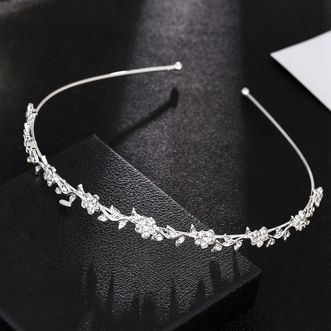 Eleganter Legierung Blume Ranke Haarband Mit Strass Künstliche Perle Gold Silber Haarreif Für Hochzeit Party Weihnachten Braut Schmuck