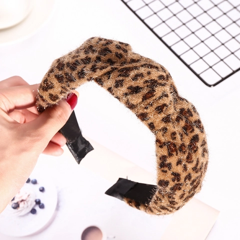 Women Fashion Leopard Print Bow Hair Band Wide Edge Knot Cloth Headband For Daily Face Washing Hair Accessories